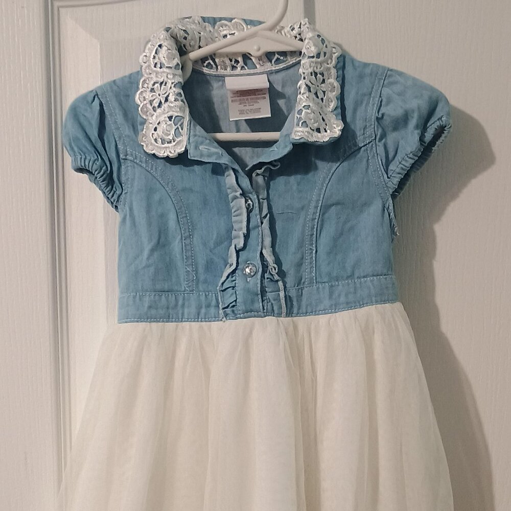 Nannette Kids/Dress/Girls/3T/Blue White/Denim Tulle Lace